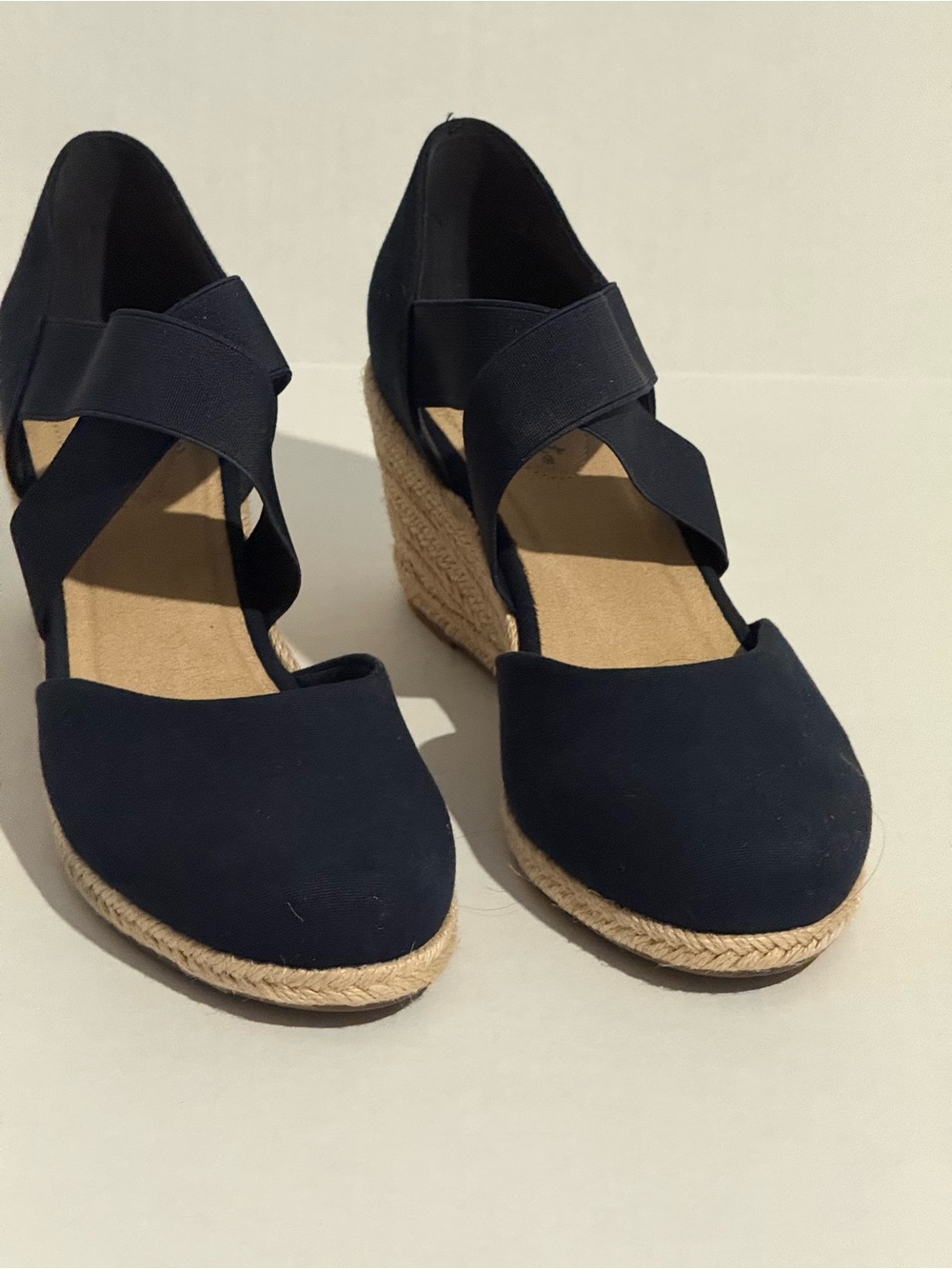 easy street Navy Espadrille Wedge Size 10 - Picture 10 of 11